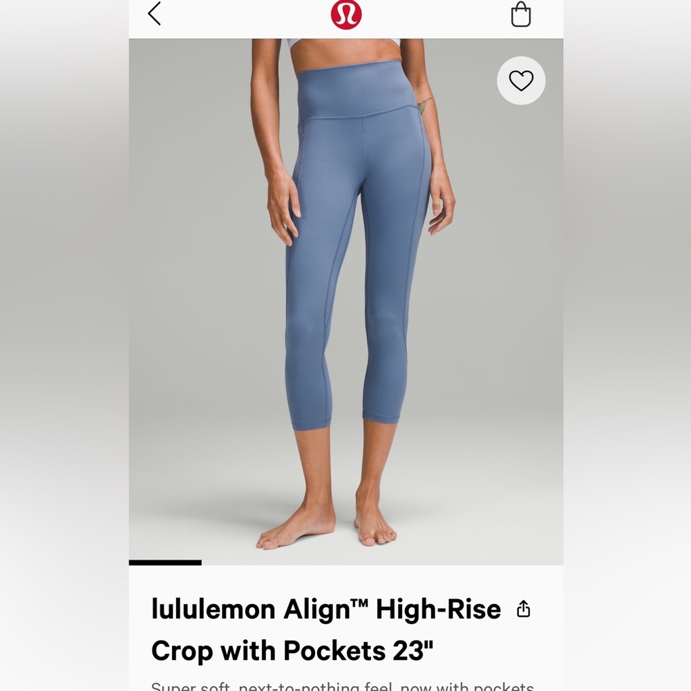 Lululemon Align Leggings with pockets 23”Utility Blue Size 14